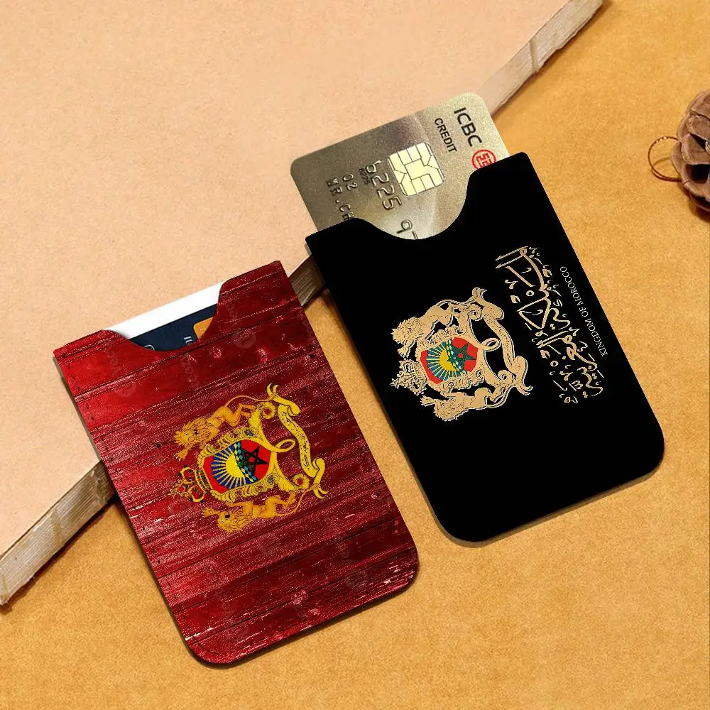 M-Morocco Map Flag Men's Genuine Leather Mini Card Wallet, Ultra Thin Credit Portable Business Card & Transit Bus Card
