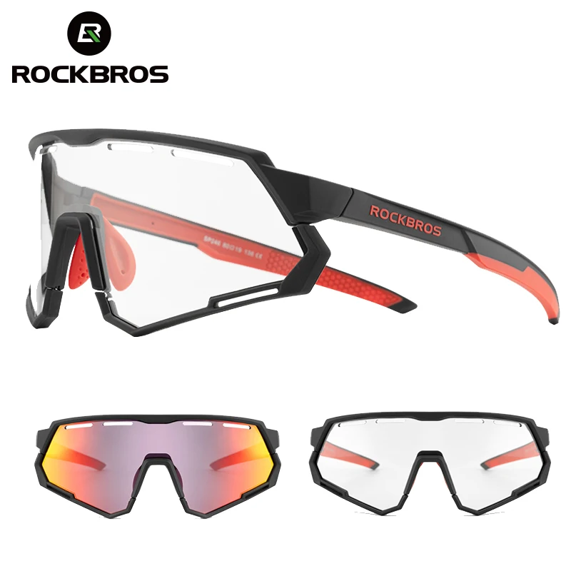 ROCKBROS 2 In 1 Cycling Glasses Photochromic Polarized Sport Sunglasses Men MTB Road Bike Eyewear Protection Bicycle Goggles