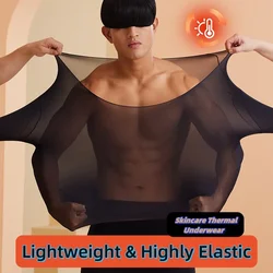 Long Johns Thermal Underwear Set Man 2 Pieces Seamless Highly Elastic Autumn Winter Skincare Thermal Shirt Light Long Underpants