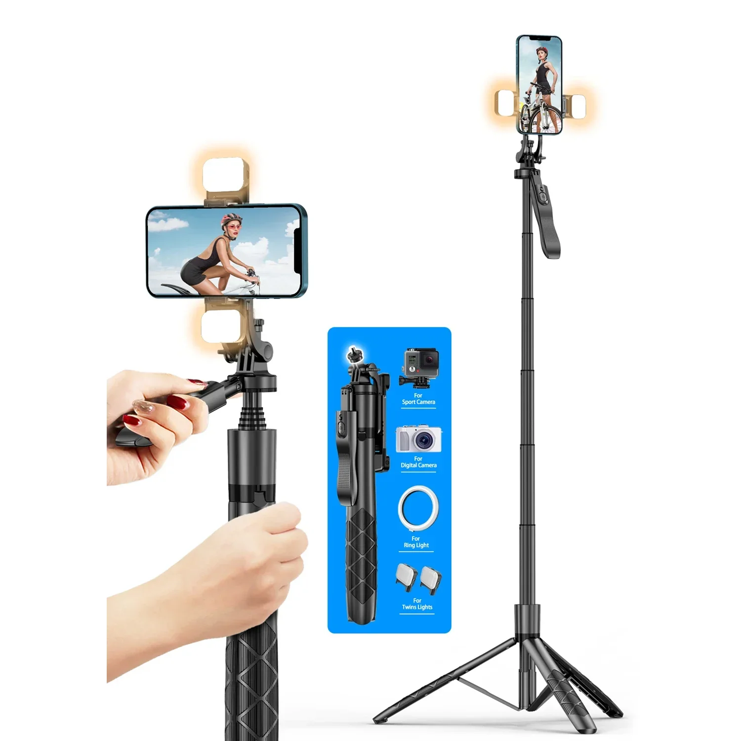 

Extendable Remote Travel Light Phone Tripod Stand