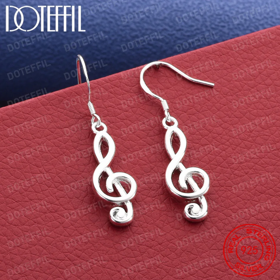 Exquisite 925 Silver Musical Note Earrings – Stylish Wedding Accessories and Party Gifts for Women