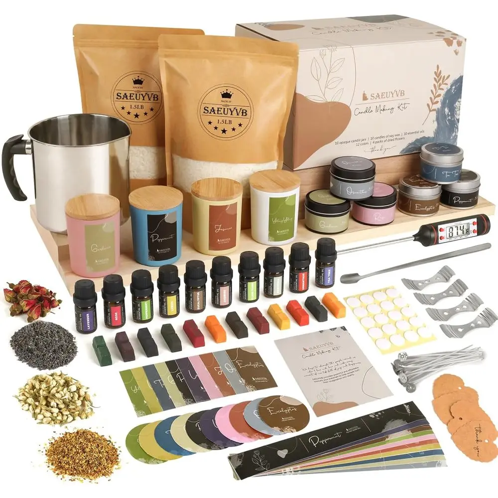 

DIY Soy Candle Making Kit - Supplies for 10 Scented Candles in Jars & Tins
