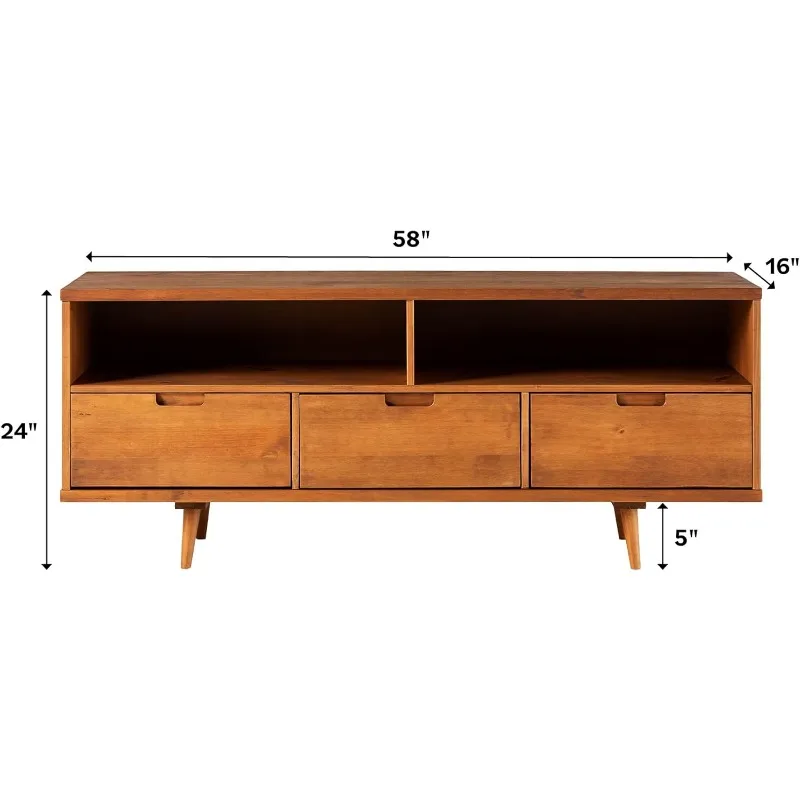 3-Drawer Mid Century Modern Wood TV Stand for TV's up to 65" Flat Screen Cabinet Door Living Room Storage Entertainment Center