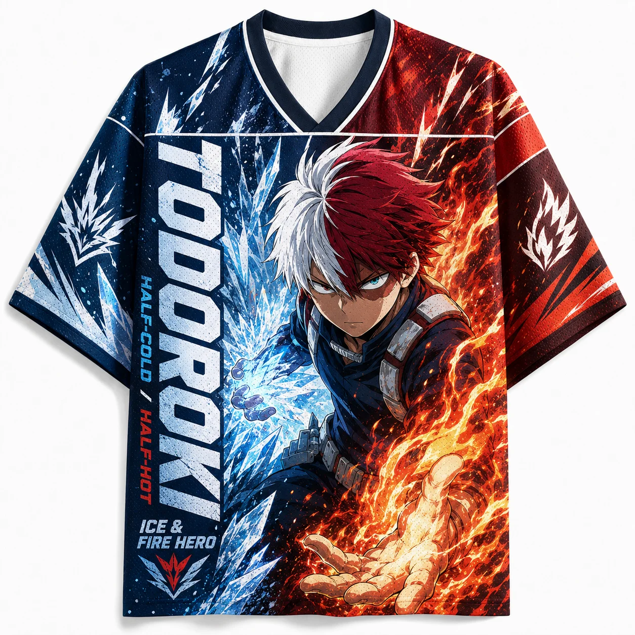 Trendy Unisex V Neck Collectible My Hero Academia Todoroki Anime Tee Soft Top Ideal For Night Out And Casual Street Style Looks