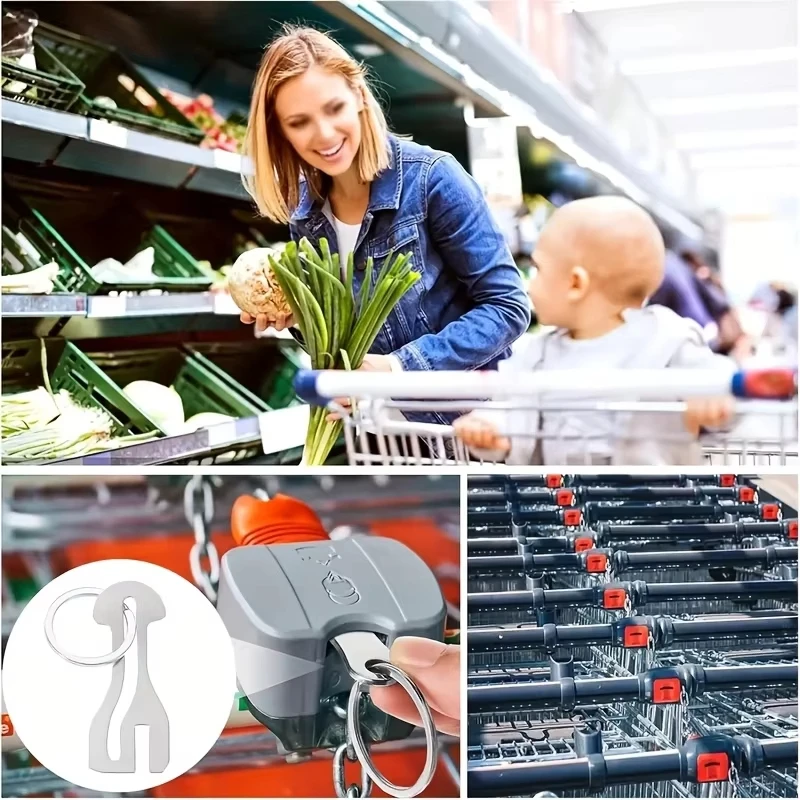 1/4/7pcs Reusable Stainless Steel Shopping Cart Token Trolley Token Keychain For Supermarket Removable Release Key Coin Keyring