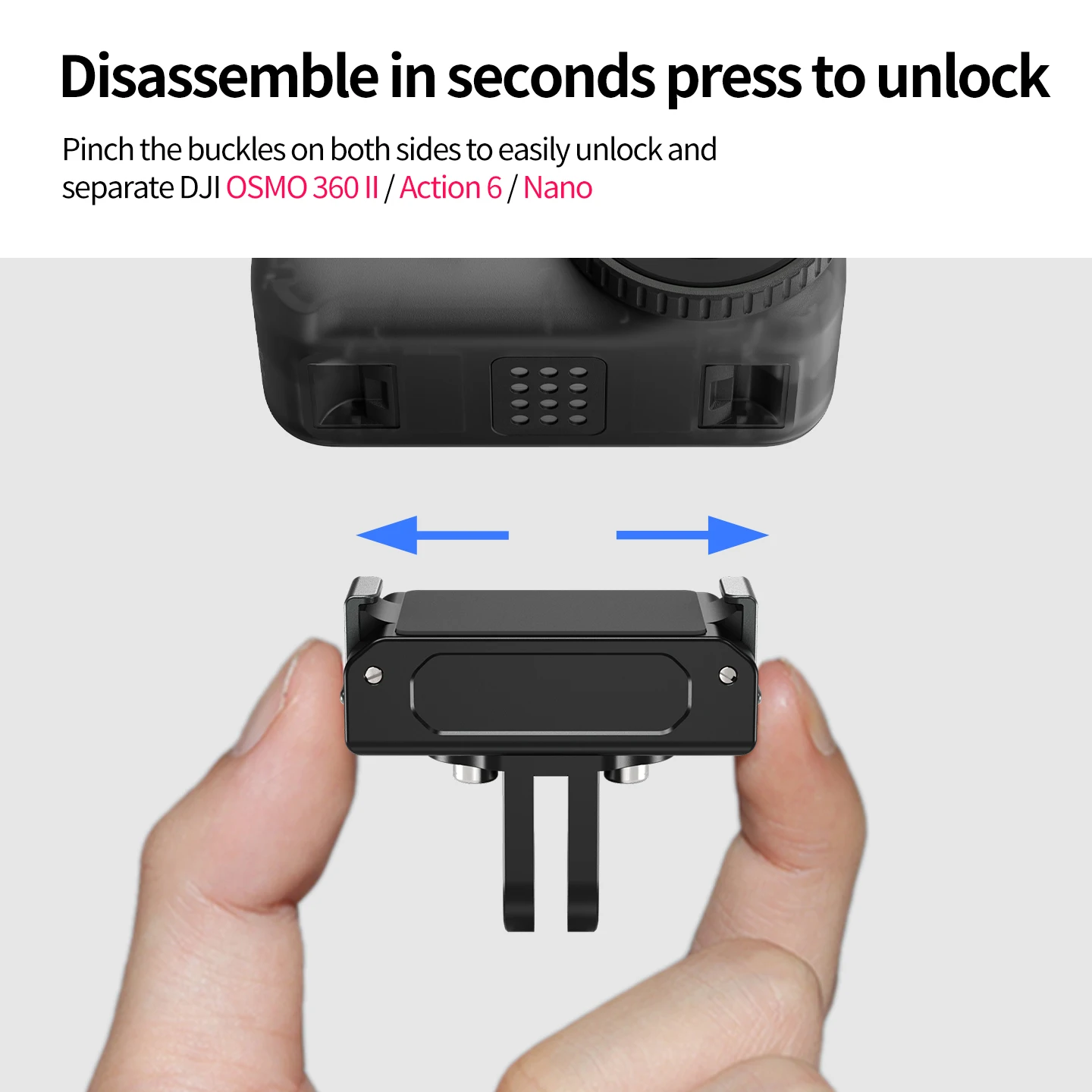 Doppelklaue Magnetischer Schnellwechsel-Adapter für DJI Osmo Nano Action 6 Kamerahalterung Aluminiumlegierung Outdoor-Reise-Vlog-Halterung – Detail 8