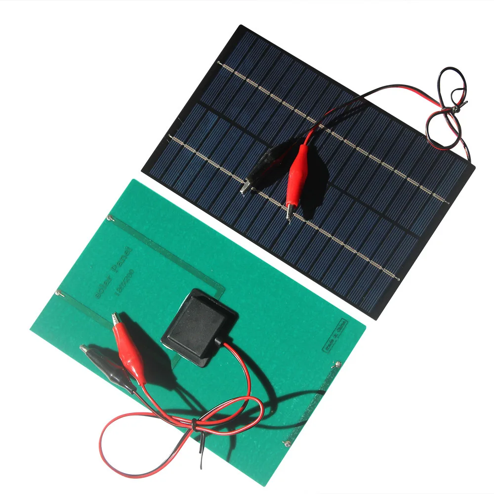 Small Size 4.2W 18V Solar Panel with Alligator Clip/DC 5521 for 12V-18V Battery Charging Solar PV Module 200*130MM 5PCS