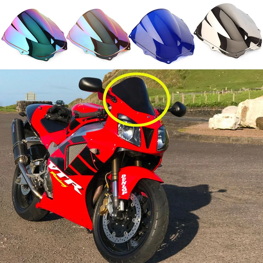 

Front Clear/Dark/Iridium Wind Deflector Windshield Windscreen Double Bubble For Honda RVT1000R VTR1000 SP1 SP2 RC51 2000-2006