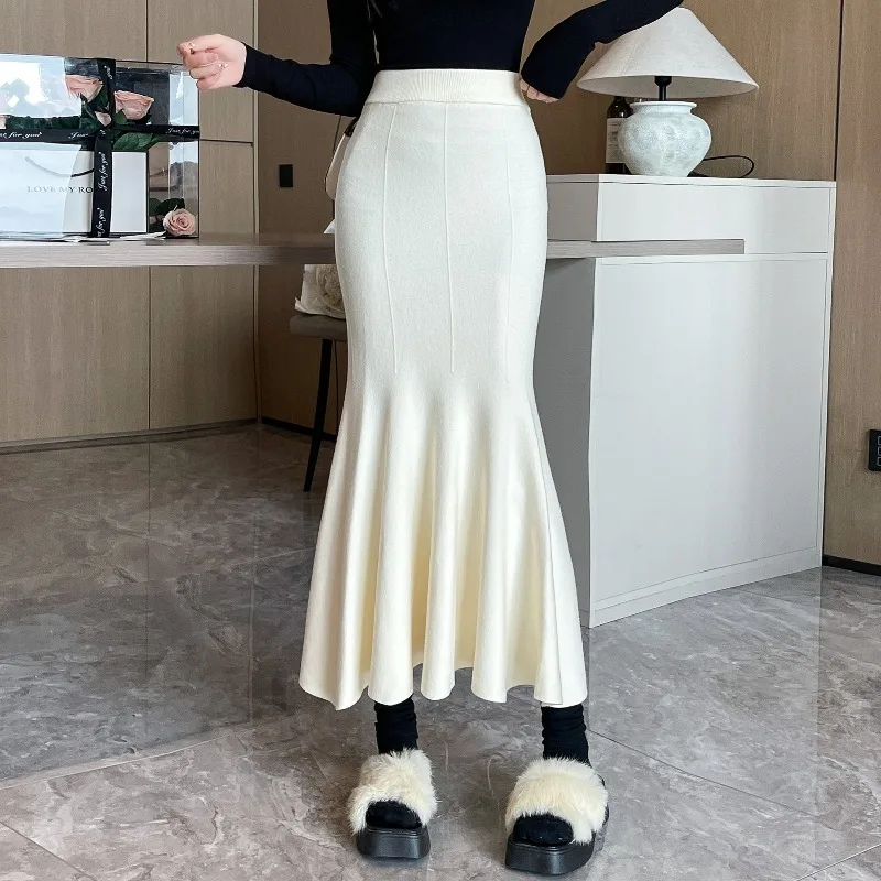 

2025 Autumn/Winter New Style Pear-Shaped Slimming High-Waist Fish-Tail Long Dress
