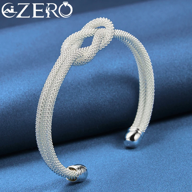 ALIZERO 925 Sterling Silver Interwoven Web Bracelet Bangle For Women Men Fashion Charm Wedding Engagement Party Jewelry Gift