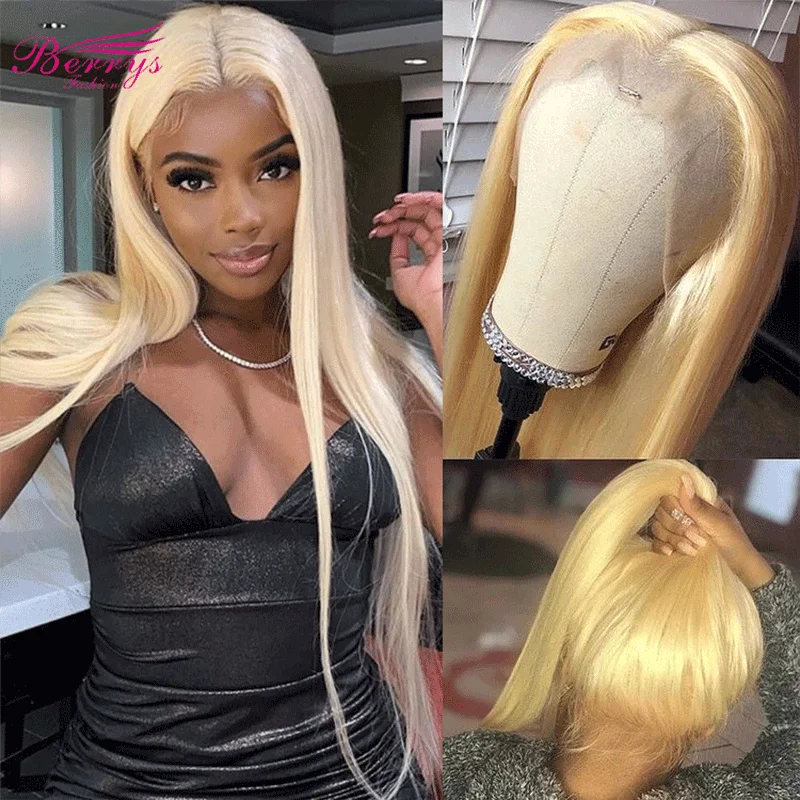 

Berrys Fashion Wigs 613 Honey Blonde Color Lace Front Human Hair Wigs for Women Transparent Brazilian Straight 13x4 Frontal Wig