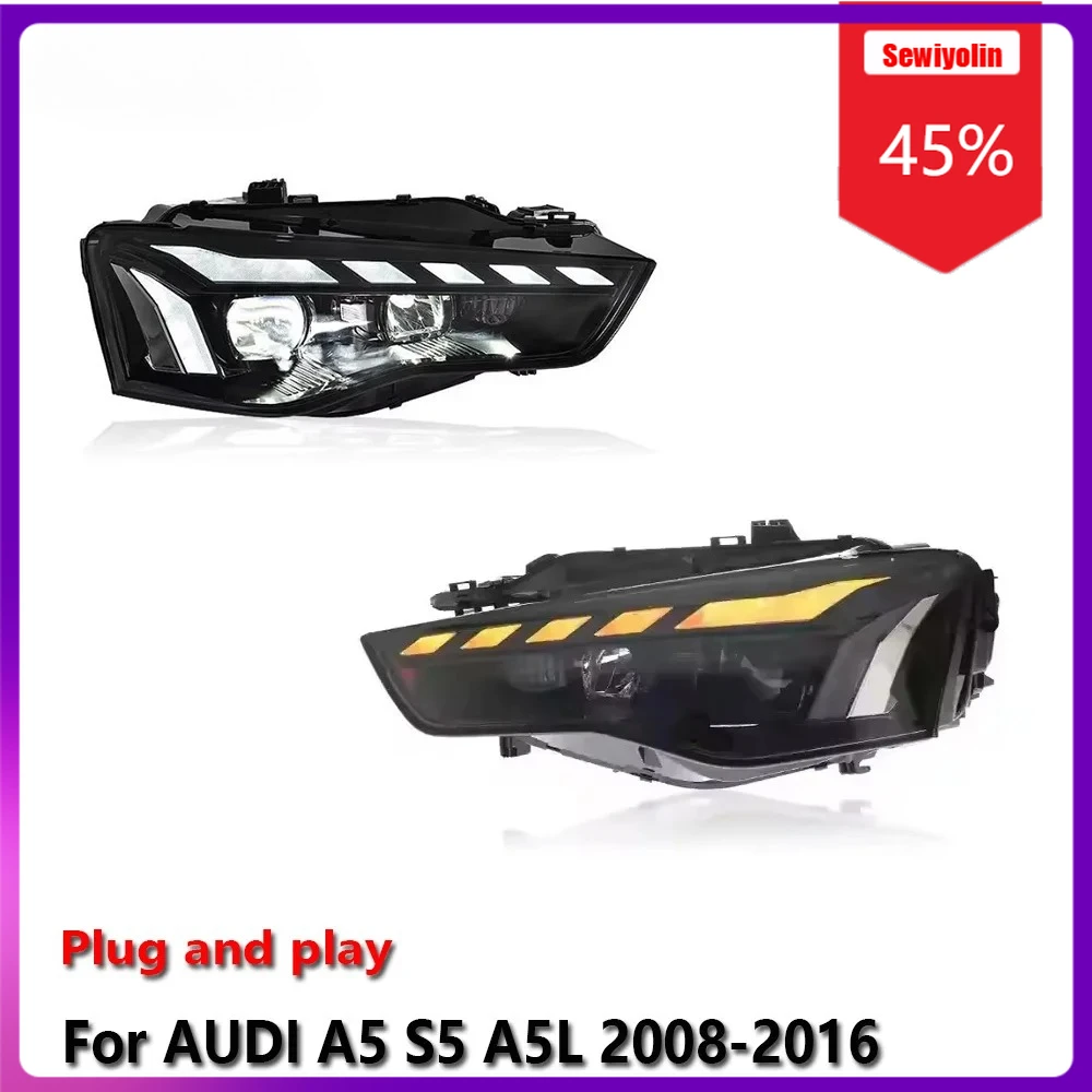 

Автомобильные светодиодные фары Sewiyolin в сборе для Audi A5 S5 A5L 2008-2016, противотуманные фары DRL, стоп-сигналы поворота Plug and Play