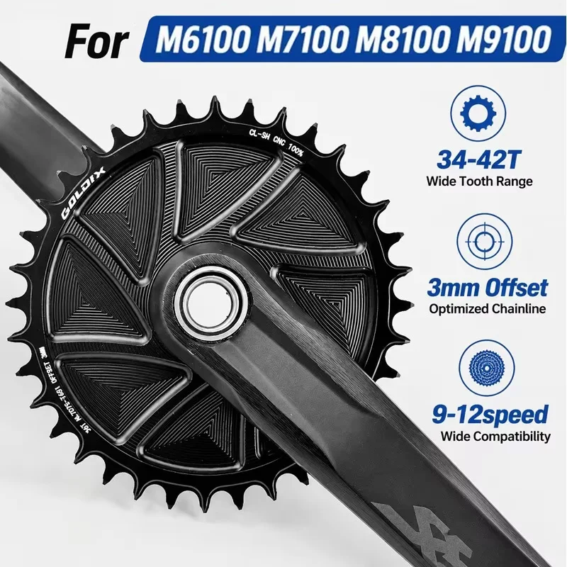 

Direct mount chainring For Shimano M6100 M7100 M8100 M9100 Crankset 32T 34T 36T 38T 40T 42T 3mm offset chainring Narrow Wide