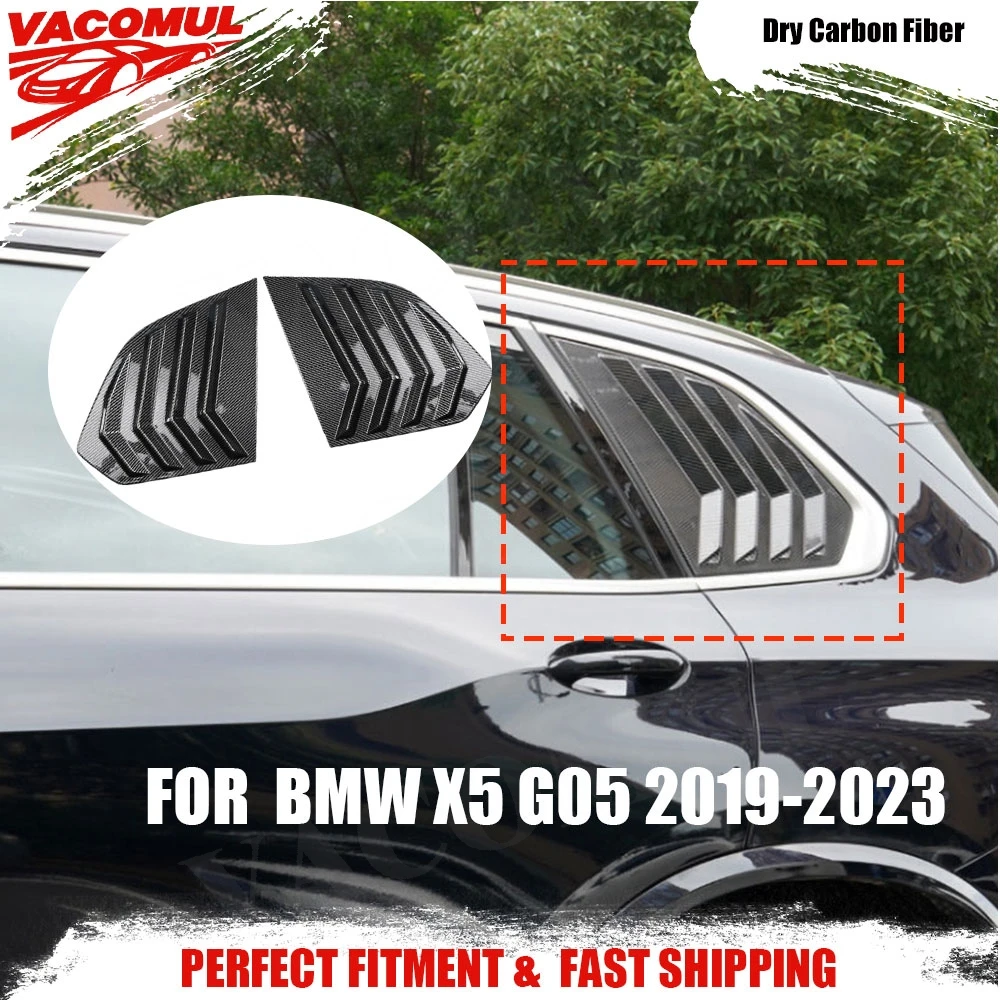

VACOMUL Glossy Dry Carbon Fiber Rear Window Shutter Louver Cover For BMW X5 G05 2019-2023 Rear Trim Car Exterior Accessories