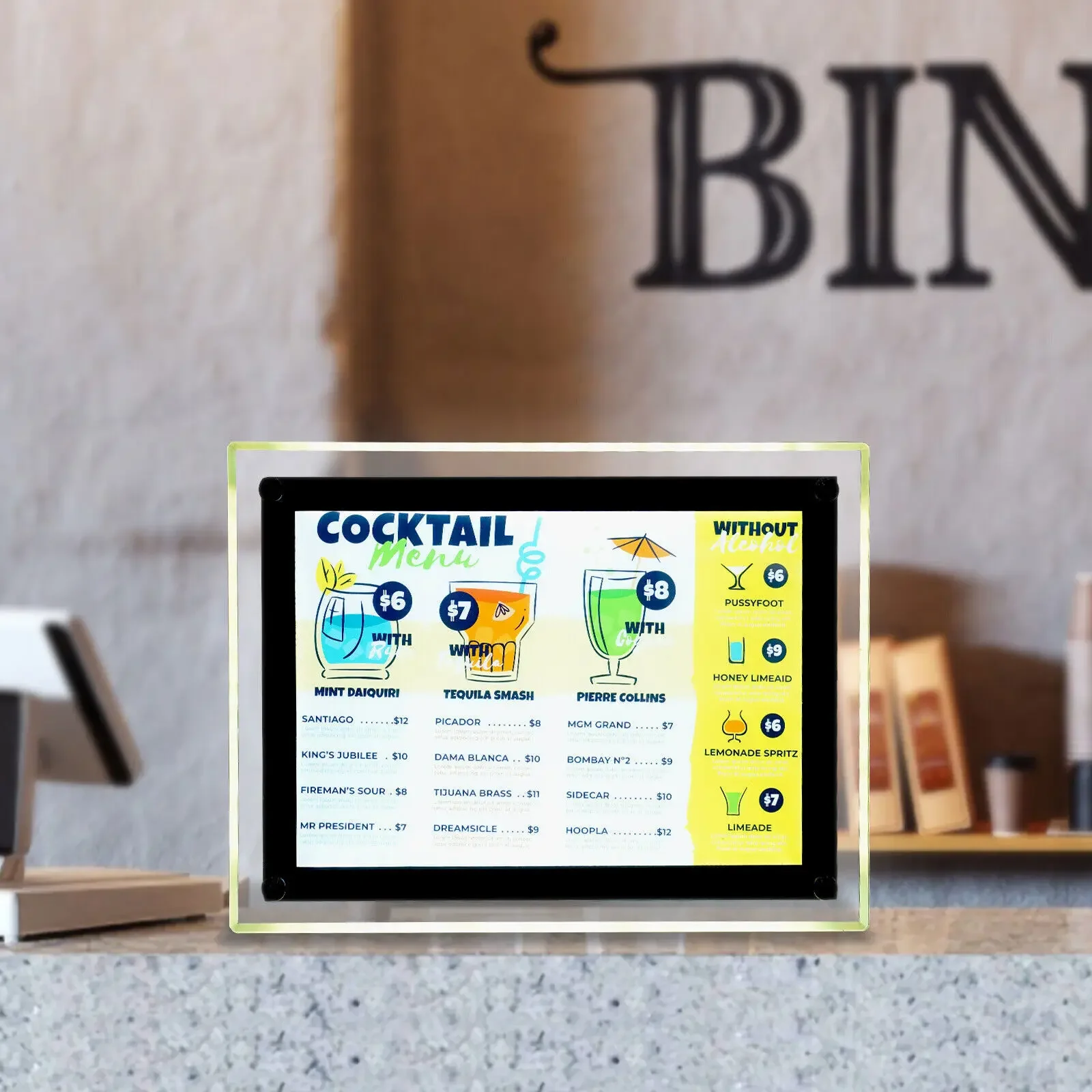 A4 Size 17"x11" Commercial LED Light Box - Backlit Menu Board for Restaurants, Illuminated Advertising Sign