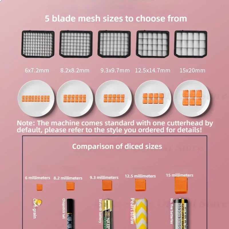 LX EVEC 상업용 전기 야채 큐브 절단기 과일 슬라이서 절단 스트립 주사위 푸드 프로세서 5 블레이드 포함