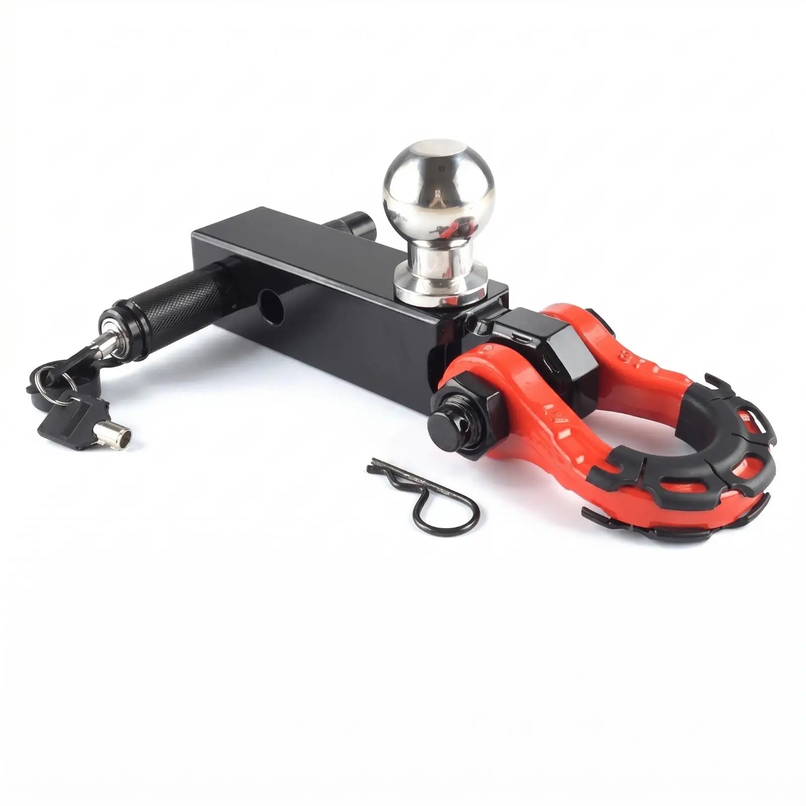 Robust Vehicle Towing Hook Aluminum and Stainless Unified Ball Shackle Hitch Mount for Utility Use