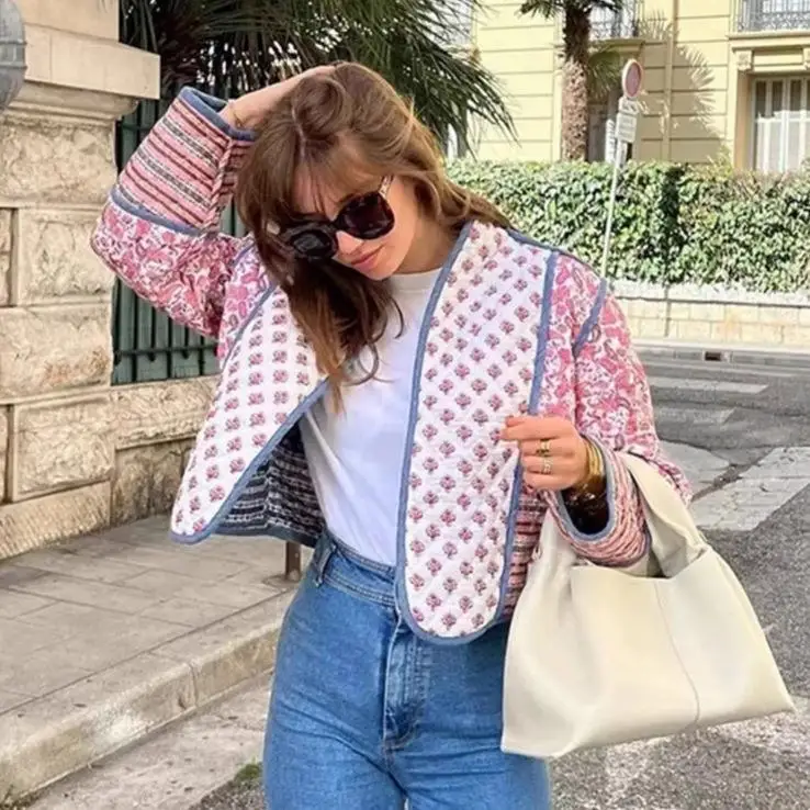 معطف نسائي طويل من القطن مطبوع على الوجهين من Faionable ملابس خروج عبر الحدود معطف نسائي طويل لموسم الربيع