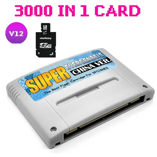Tarjeta de juego Super SNES SFC 3000 en 1 V1 para accesorios de consola de videojuegos Super Famicom de 16 bits JPN/EU/USD con tarjeta 4G TF