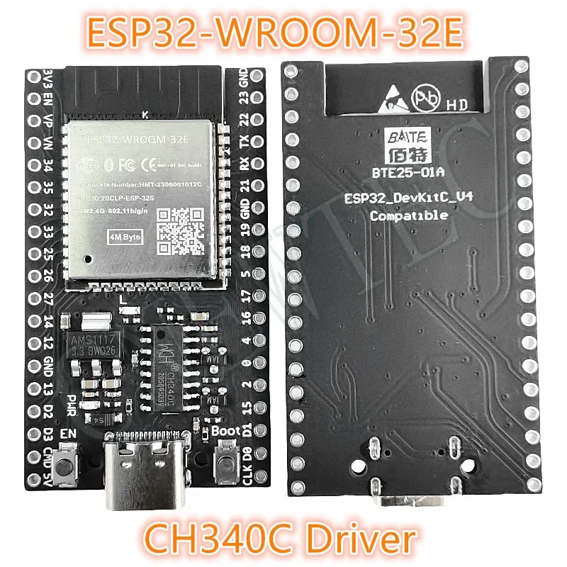 ESP32 DevKitC V4 Dual Core WiFi Bluetooth Expansion Board - Ultra-Low Power USB CH340C Type-C Compatible with ESP-WROOM-32E