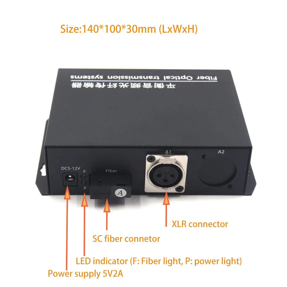 Imagem -04 - Áudio Balanceado para Fibra Óptica Extender Media Converter Canal Xlr Balanceado Áudio Fibra Óptica Transmissor e Receptor