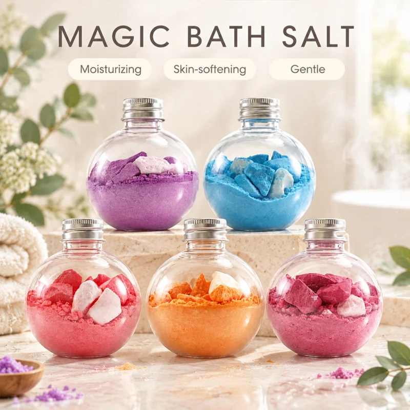 Bath Salt Gift Set – 5 Scented Mineral Bath Soaks with Watermelon Cherry Blossom Lavender Citrus and Ocean, Home Spa Aromatherap