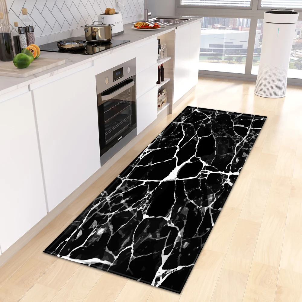 Custom Marble Kitchen Carpet Home Bathroom Entrance Doormat Living Room Floor Decoration Rugs Bedroom Hallway Anti-Slip Long Mat