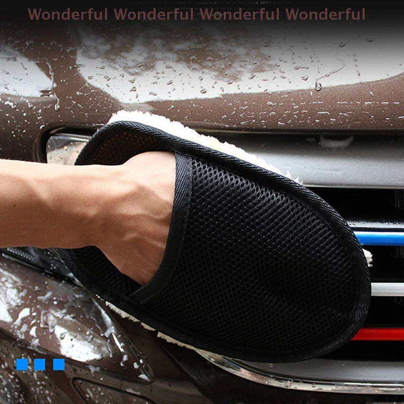 

For Automotive Kitchen Homes Cleaner Wool Car Cleaning Sponge Glove Car Polishing Washing Mitt Gloves Microfibre Wash