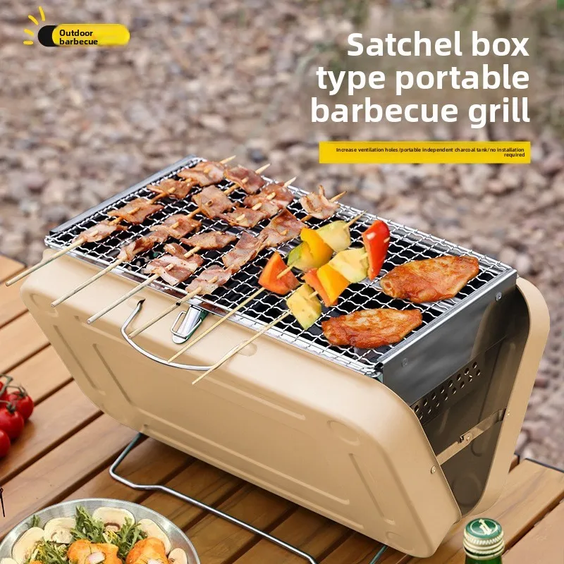 Foldable Stainless Steel Charcoal Grill Portable Outdoor Home BBQ Stove