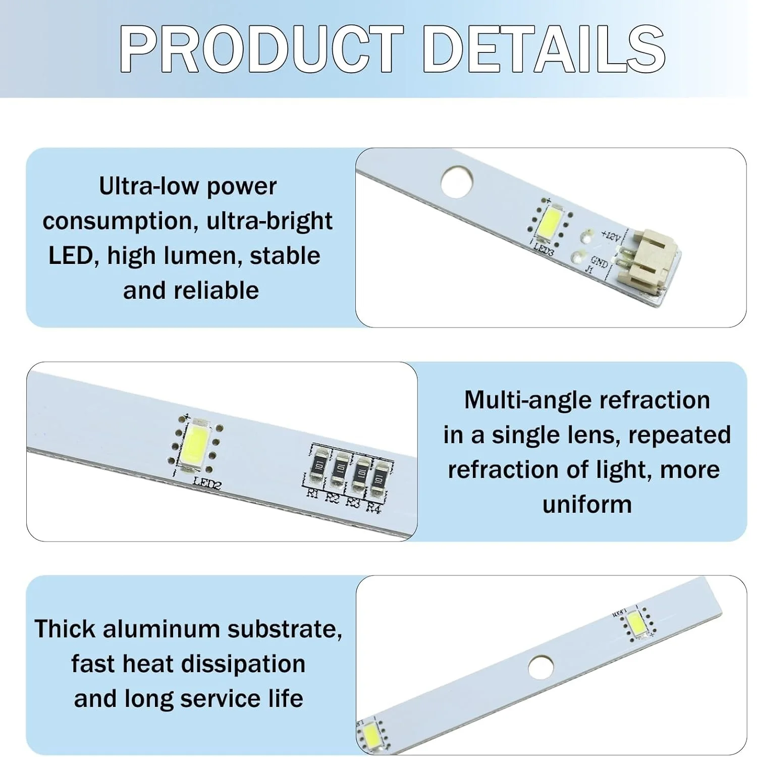 Tira de luces LED de 2 piezas para refrigerador RONGSHENG/HISENSE E 349766   MDDZ-162A 1629348 1529227   Compatible con barra de luz LED para frigorífico DC12V 2W