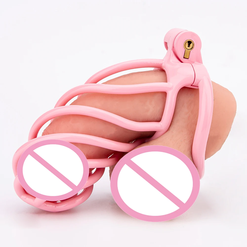 Small Pink Male Chastity Cage Lightweight Penis Cage Cock Ring CB Lock Big Chastity Belt Fetish BDSM Adult Sex Toy For Men