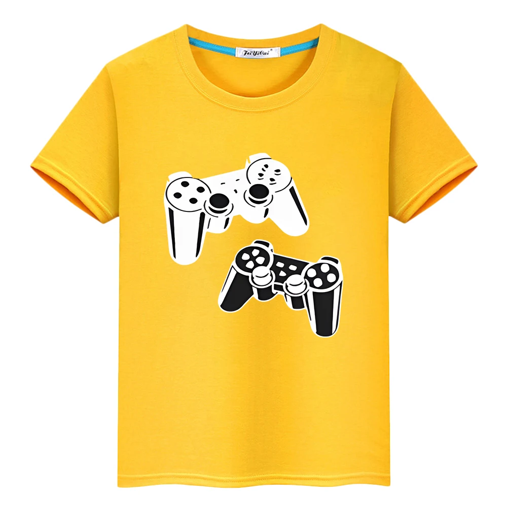 gamepad Print Kawaii T-shirt 100%Cotton Cute Short Summer boy Tees anime Tops pride tshirt y2k one piece kids clothes girls gift