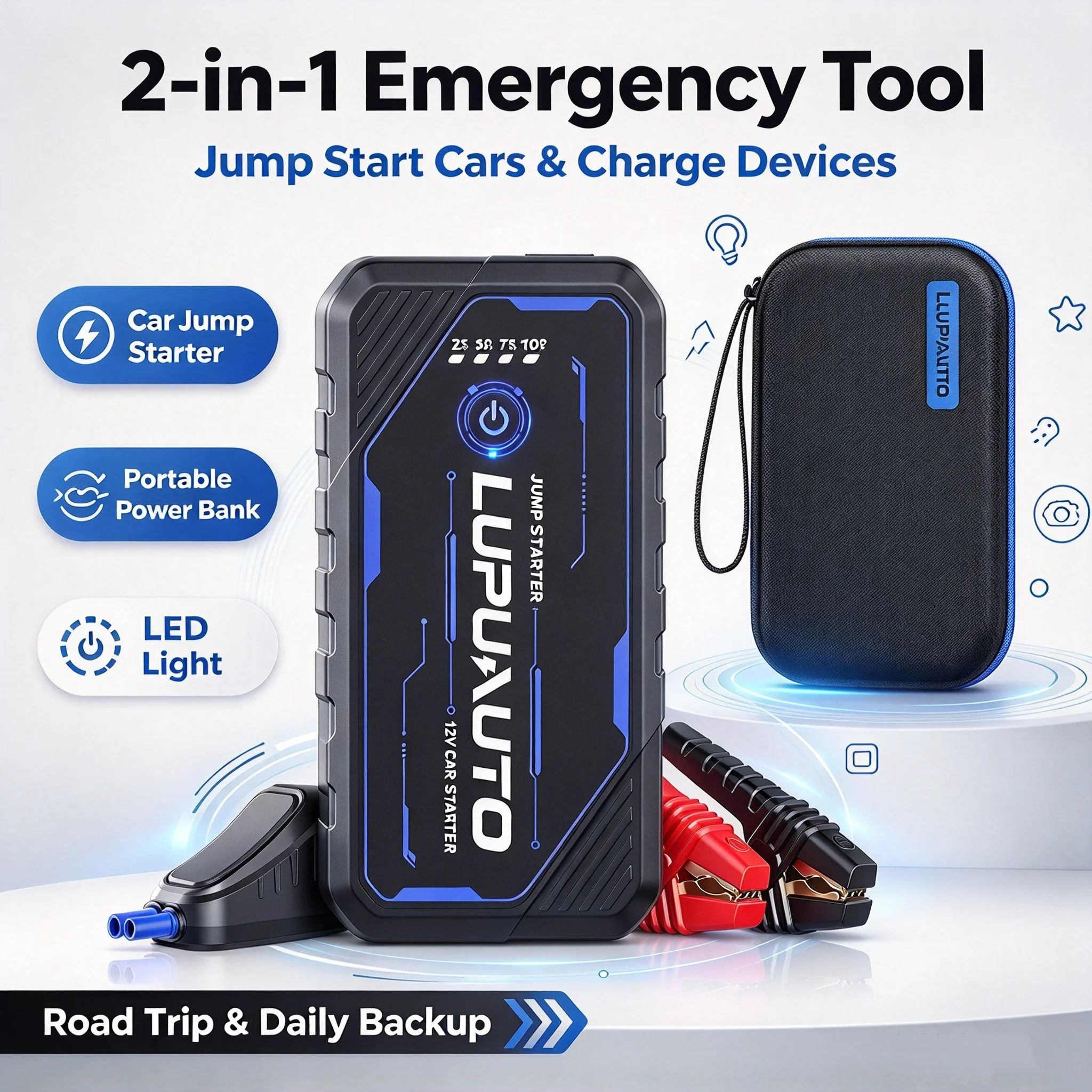 Car Jump Starter Battery Power Bank 600A Portable Emergency Starter Booster 12V Auto Starting Device for Petrol Vehicle Start