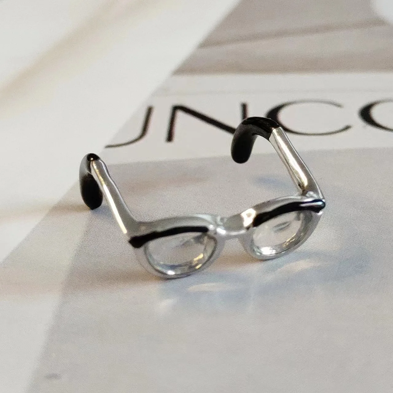 Creative Mini Glasses Rings Women Men Adjustable Rings Simple Luxury Bohemian Finger Rings Glasses Jewelry Decorative Props