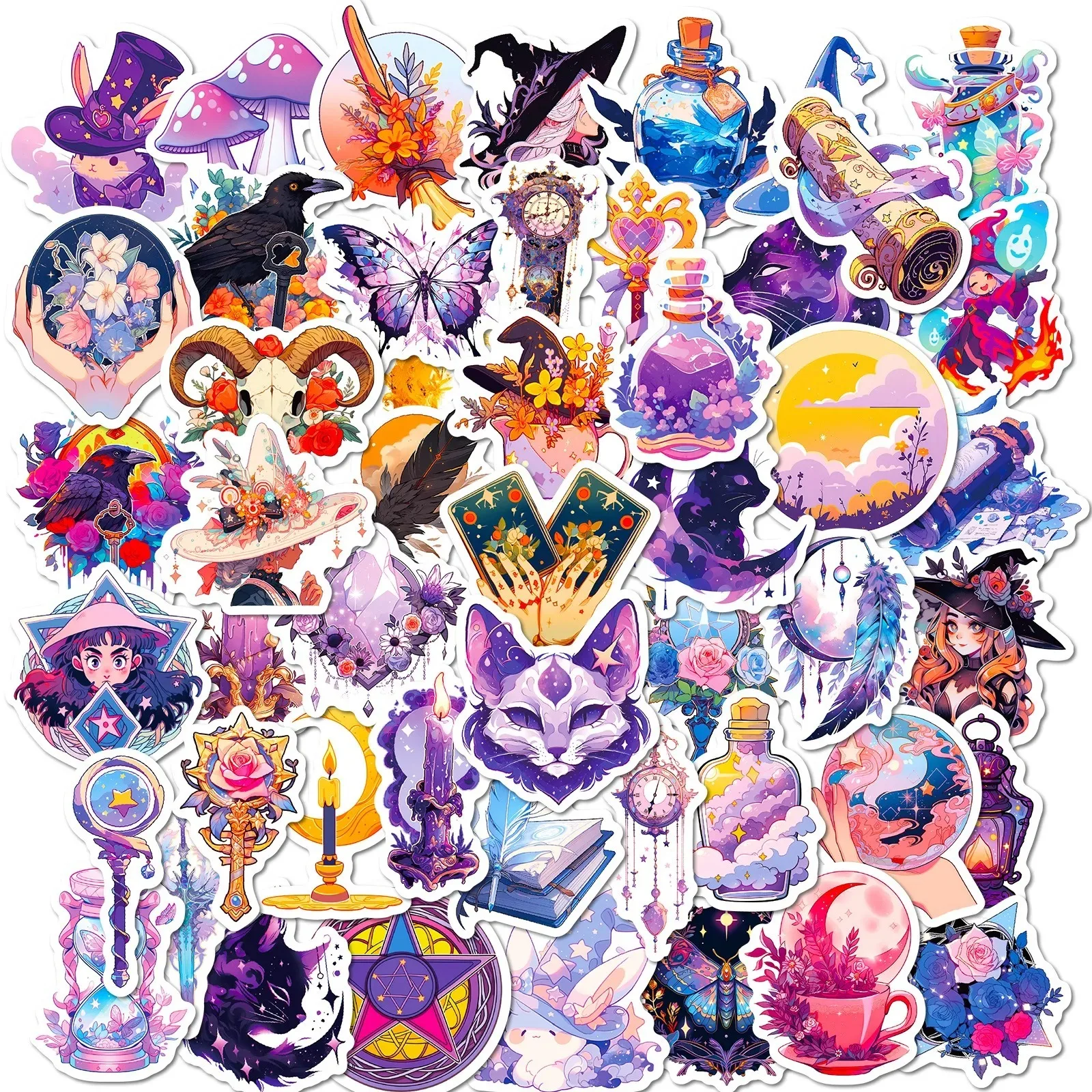 50PCS Popular Cartoon Magic Graffiti Helmet Laptop Skateboard DIY Personalized PVC Waterproof Toy Reward Sticker