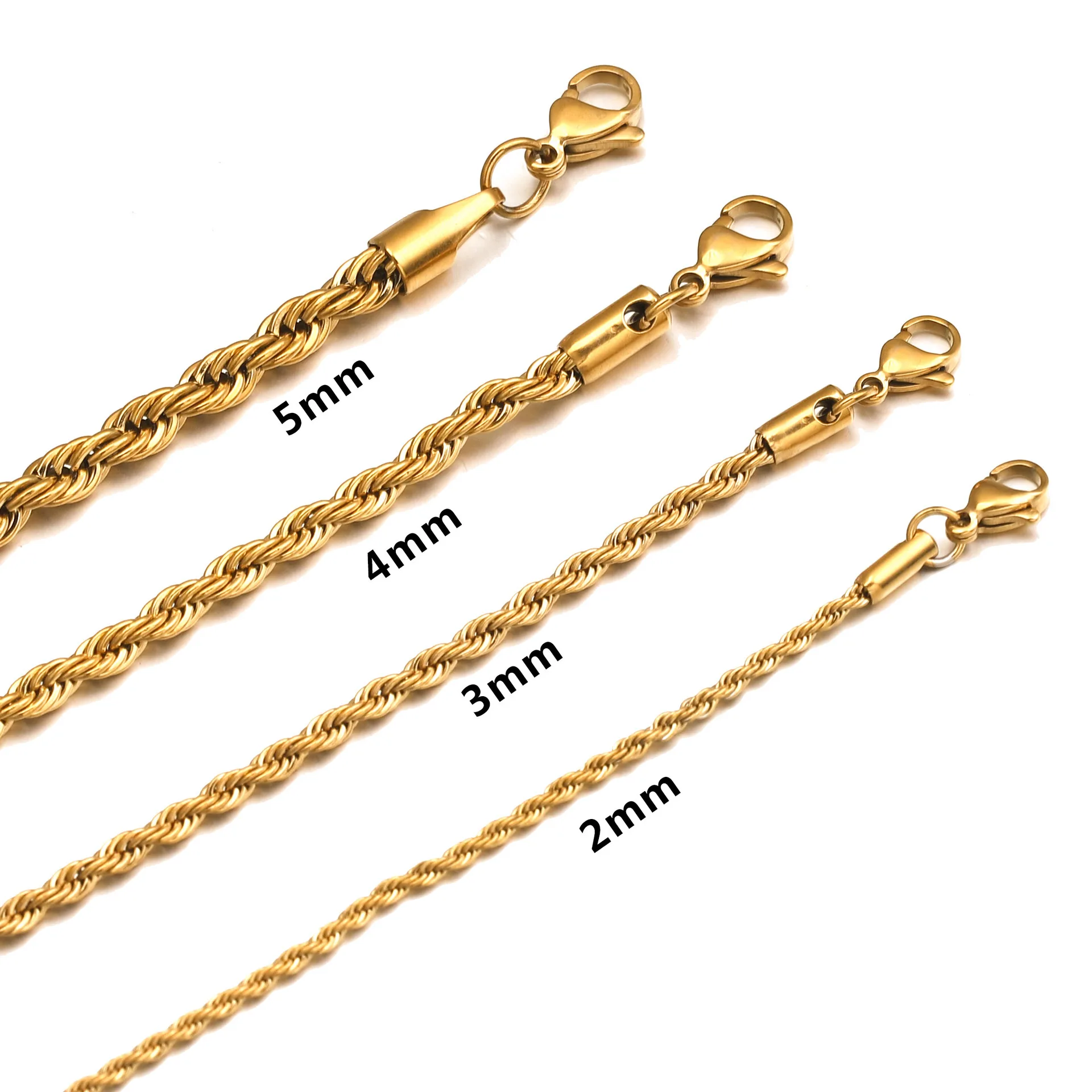 

10 Pieces Stainless Steel 16+5cm Fried Dough Twists Bracelet Woven Chain Hip Hop Bracelet Fashion Accessories