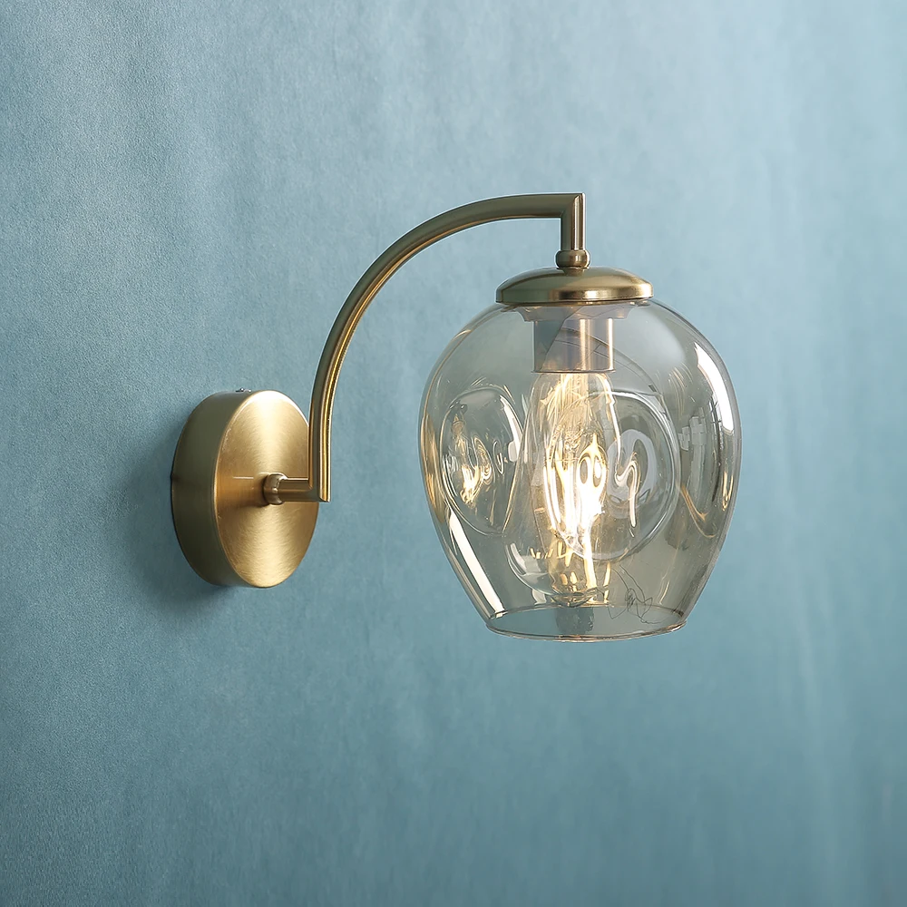 Modern LED Wall Lamps Stained Glass Lampshade Wall Light Minimalist Living Room Bedside Sconce Dining Room Indoor Light Fixtures
