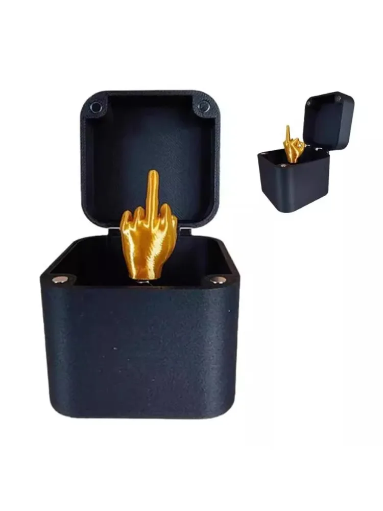 Weihnachtsgeschenk mit Mittelfinger in der Box, lustiger, kreativer Geschenkartikel, Büro- und Heimdekoration