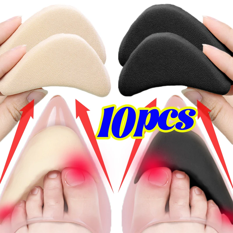 Toe ปลั๊ก Soft Half Insoles นํากลับมาใช้ใหม่บรรเทาอาการปวด Toe ฟองน้ําฟิลเลอร์แทรกสําหรับรองเท้าปรับขนาดใหญ่เกินไปเท้ารั้ง Pads Unisex