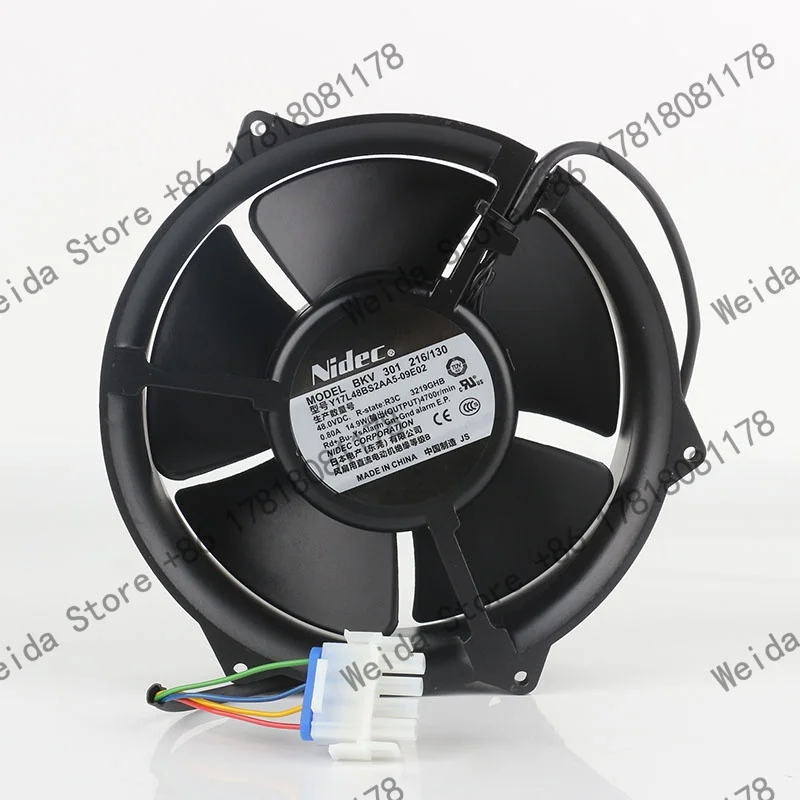 

Nidec 48V 0.80A 17050 17CM Aluminum Four-wire 170X170X50MM Y17L48BS2AA5-09E02 / BKV 301 216/130 Cooling Fan