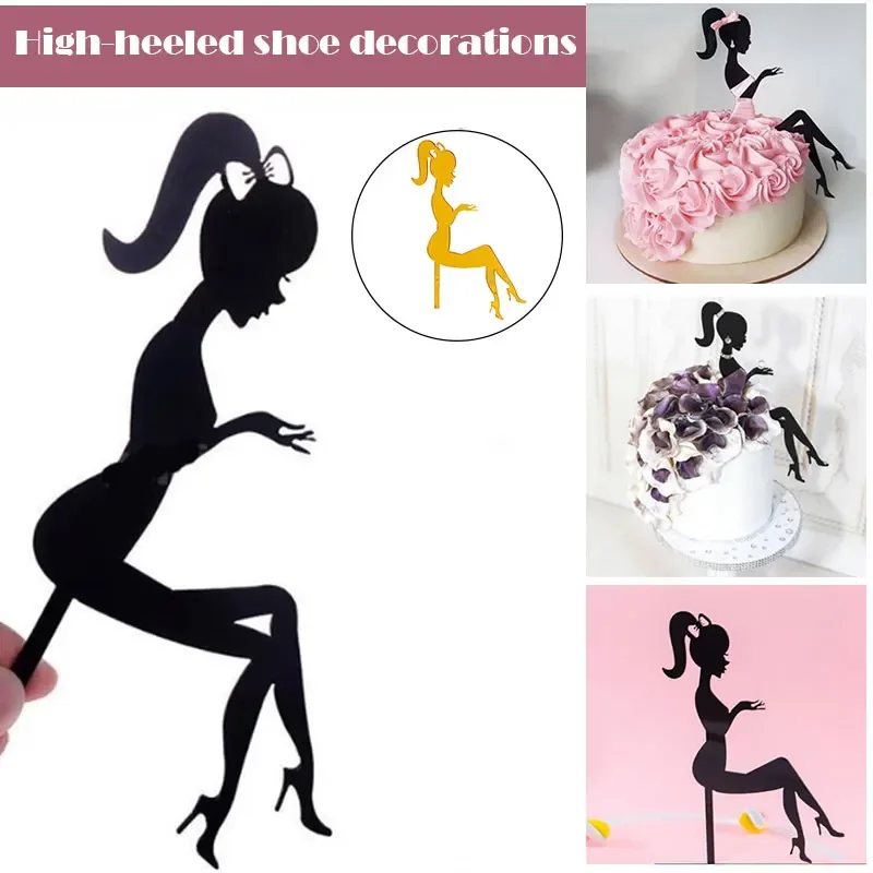 1/10pcs New High Heels Lady Cake Topper Wedding Girls Toppers