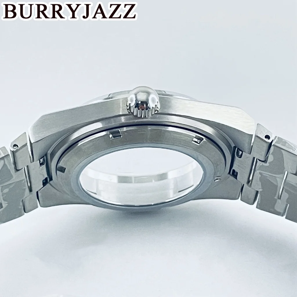 BURRYJAZZ 40 มม.NH34 NH35 NH36 NH38 นาฬิกากันน้ําเงินปราศจากเชื้อสแตนเลสคริสตัลแซฟไฟร์นาฬิกากรณี