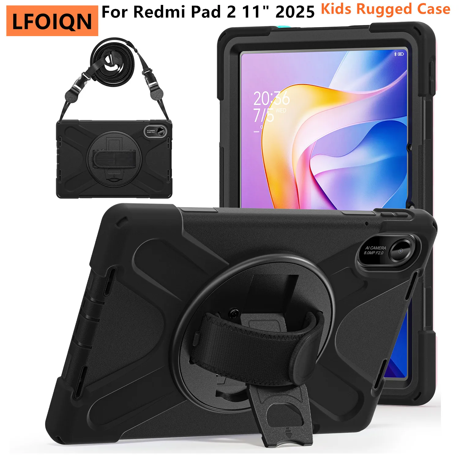 LFOIQN Heavy Duty Shockproof Case For Redmi Pad 2 11 Inch 2025 Tablet Kids Silicon Cover for Xiaomi Redmi Pad 2 Pad2 Case 11