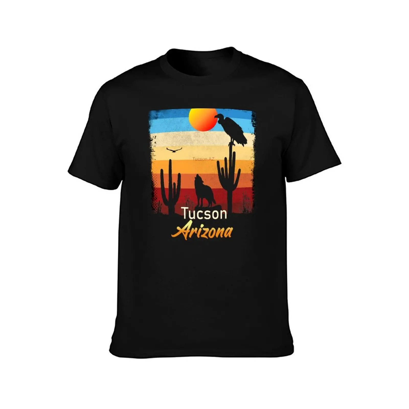Tucson Arizona AZ Sunset Coyote Vulture Cactus Desert Arizonan T-Shirt, Summer Casual Cotton Tee, Oversized Streetwear Tops