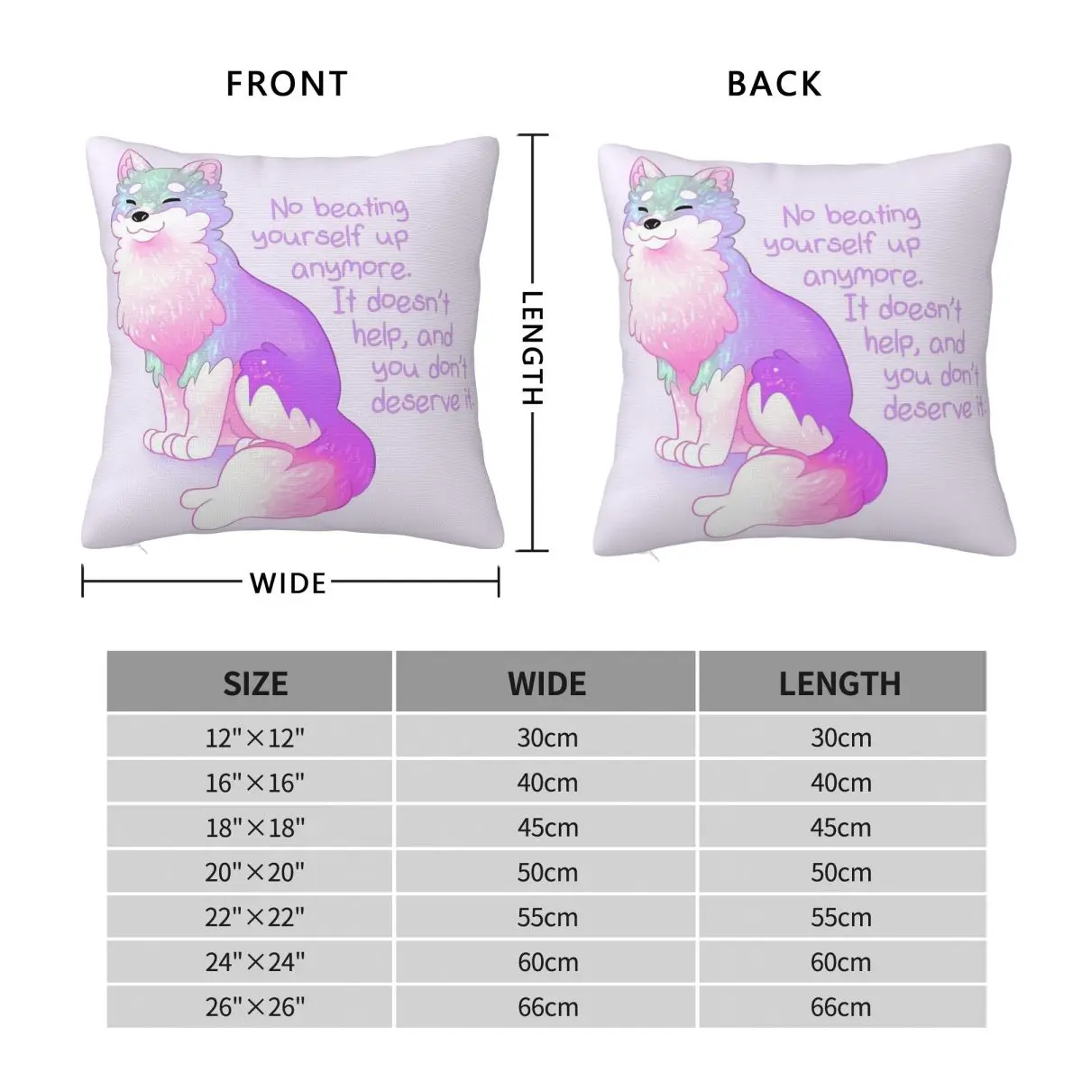 No Beating Yourself Up Anymore Doggo Square Pillowcase Polyester Linen Velvet Printed Zip Decor Throw Pillow Home Cushion Cover
