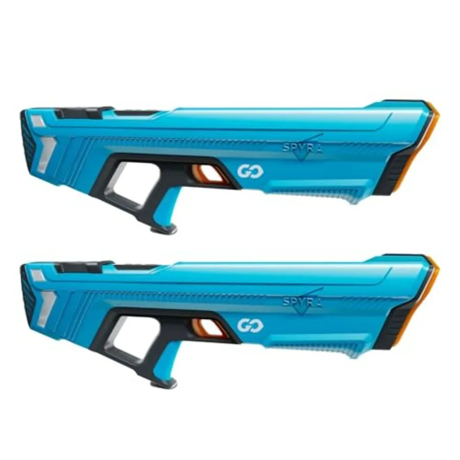 

Outdoor LED electric water blaster set, ABS plastic, blue, 26-foot range, lightweight with clear tank for pool games