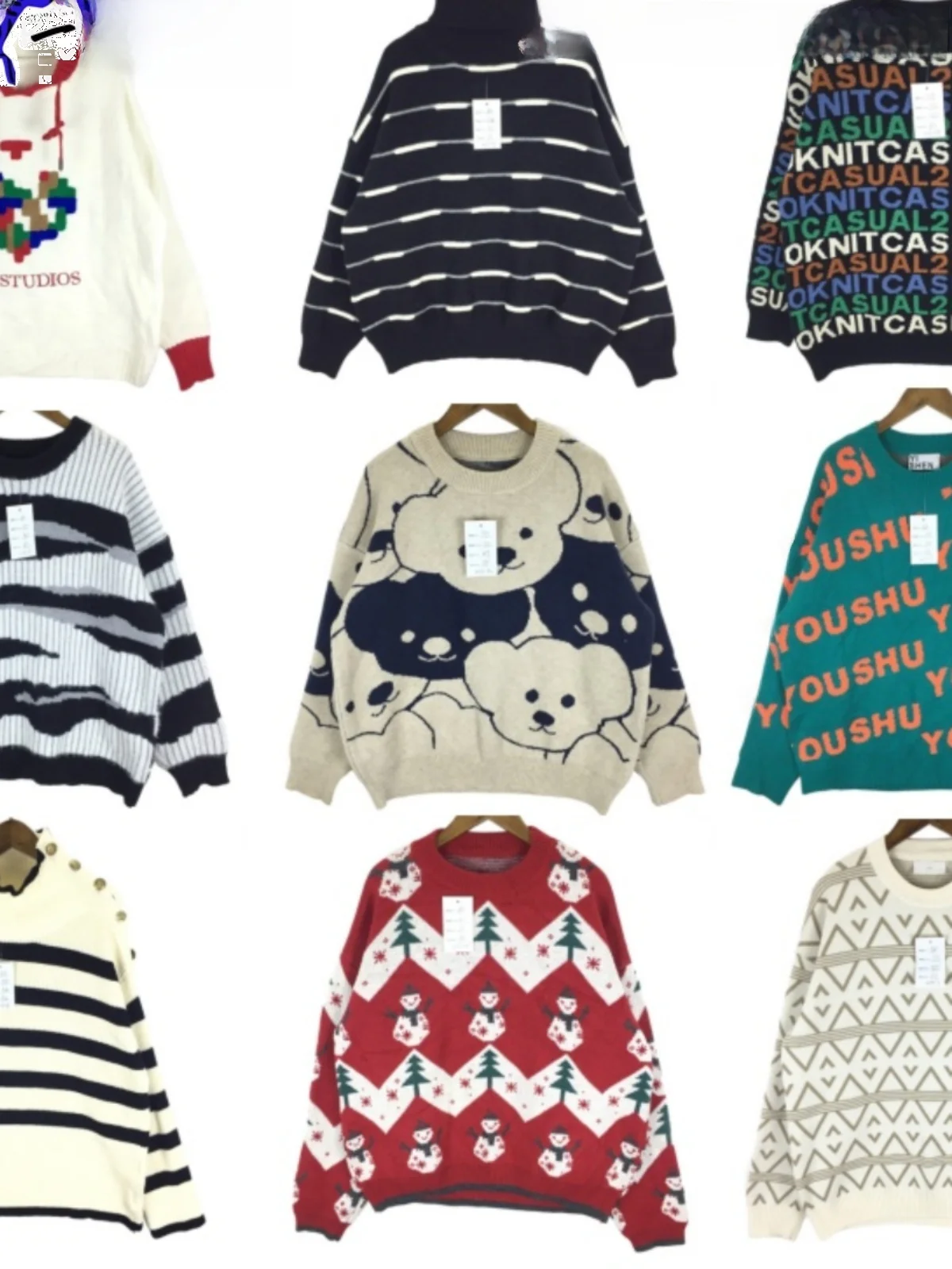 

Vintage Loose Knitted Sweater Autumn Winter Overhead Cartoon 3D Pattern Cute Girl Lazy Soft Sister Sle Commute Straight Tube