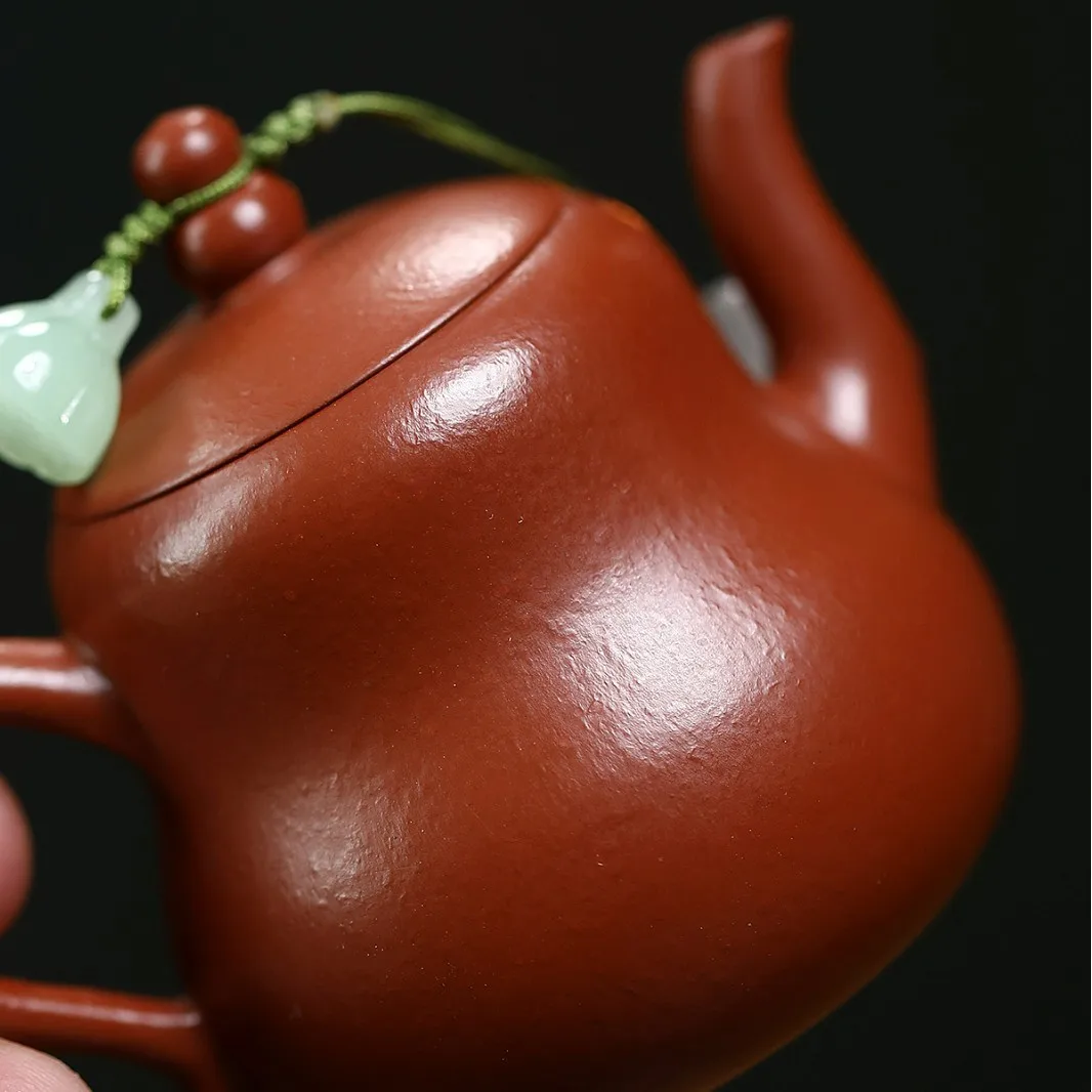 Handmade Yixing Purple Clay Teapot Famous Gourd Household Set Inner Pile 100C