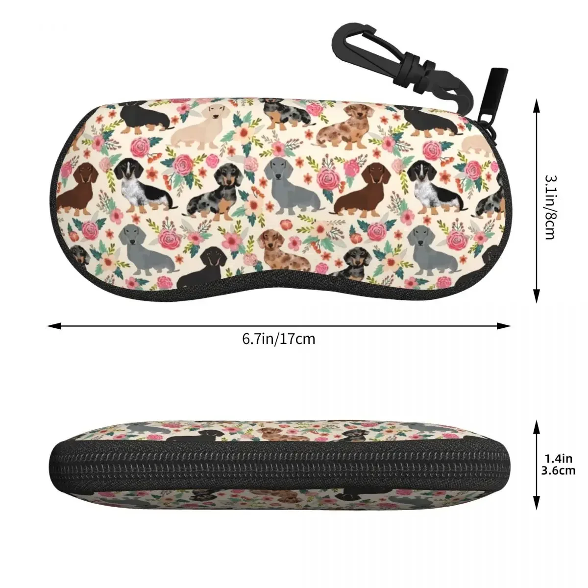 Estuche para gafas personalizado Doxie Florals Dachshund Shell mujeres hombres Cool salchicha amantes de los perros estuche para gafas caja para gafas de sol bolsa