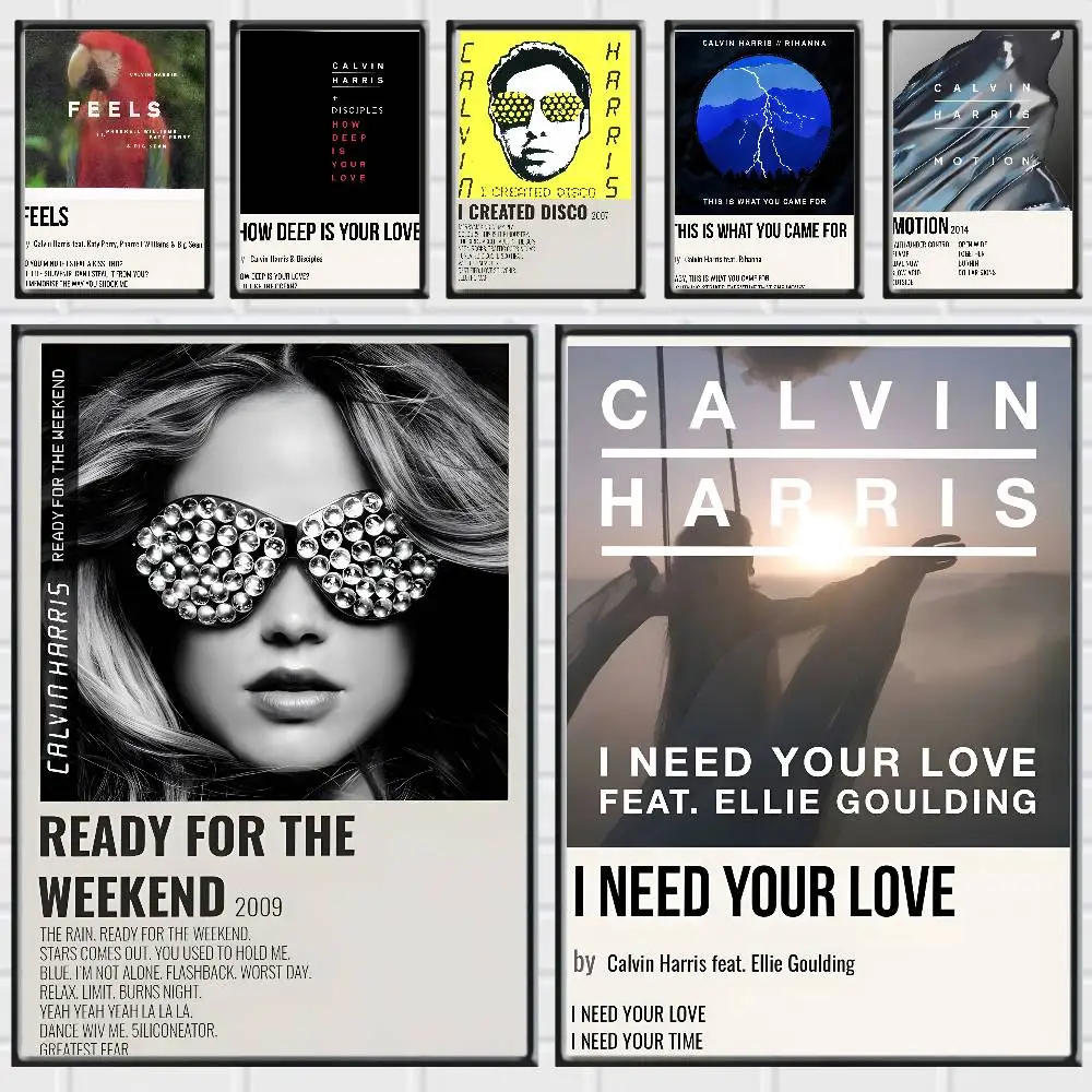 Popular DJ Calvin Harris Posters Premium Self-Adhesive No Residue Wall Sticker for Home Office Bar Decor